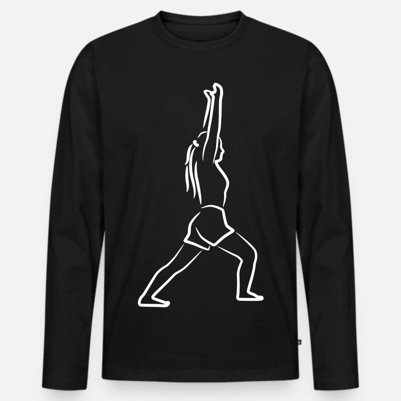 Yogini Skizze - Männer Premium Bio Langarmshirt - Schwarz