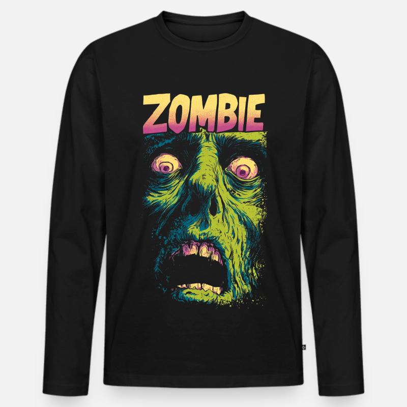 Zombie - Männer Premium Bio Langarmshirt - Schwarz