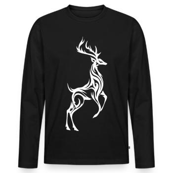 Wild Deer Silhouette - Men's Premium Organic Long Sleeve Shirt - black - Front - Nico (187cm)