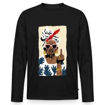 Naughty Grandmother Street Style - Men's Premium Organic Long Sleeve Shirt - black - Front - Nico (187cm)