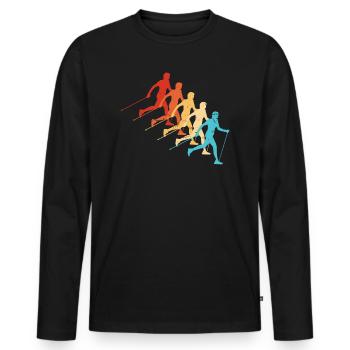Nordic Walking Walking Damen Nordic Walker - Männer Premium Bio Langarmshirt - Schwarz - Vorne - Nico (187cm)