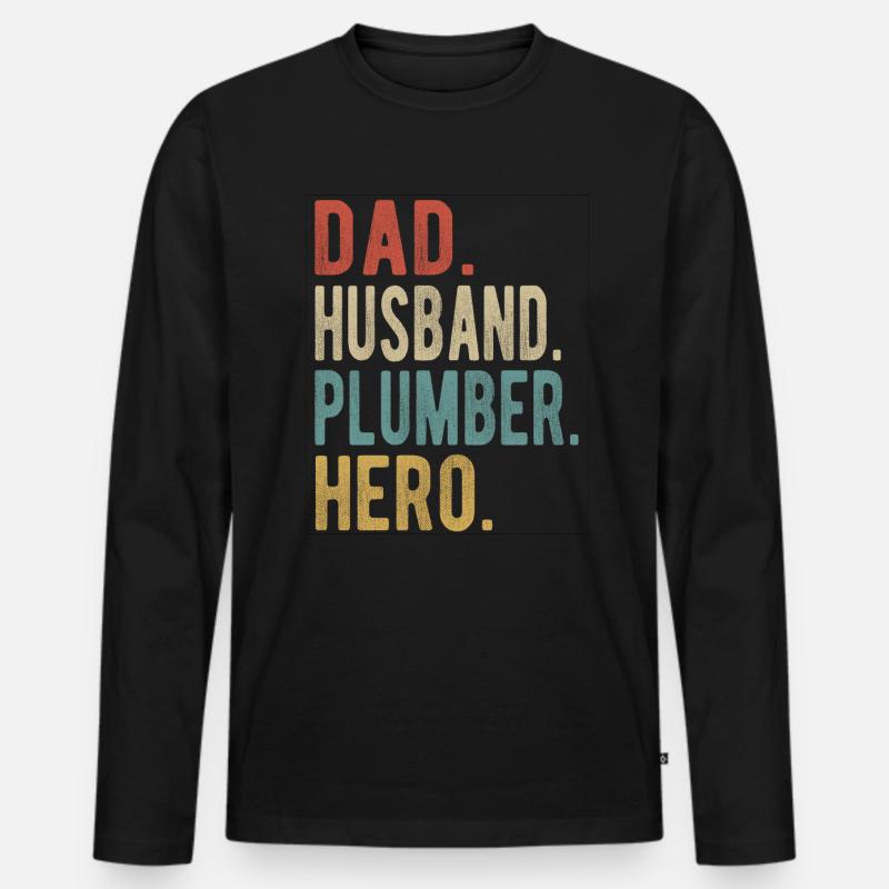 Klempner Papa Ehemann Held - Männer Premium Bio Langarmshirt - Schwarz