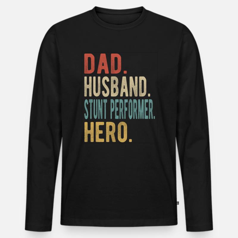Stuntman Papa Ehemann Held - Männer Premium Bio Langarmshirt - Schwarz