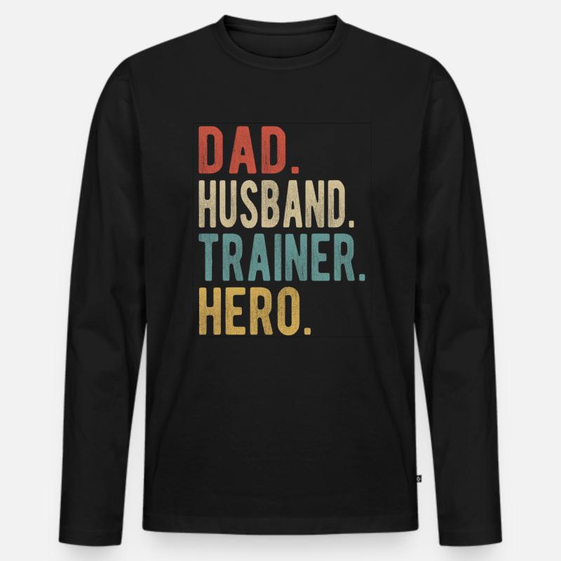 Trainer Papa Ehemann Held - Männer Premium Bio Langarmshirt - Schwarz