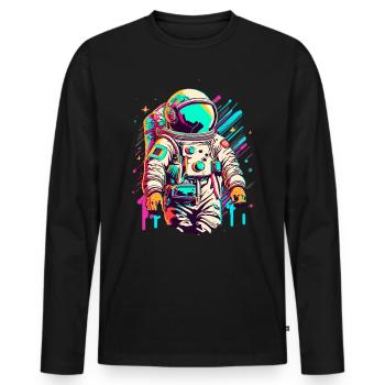 Astronaut Weltraum Raumfahrt - Männer Premium Bio Langarmshirt - Schwarz - Vorne - Nico (187cm)