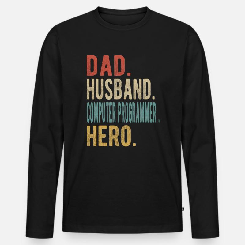 Computerprogrammierer Vater Ehemann Held - Männer Premium Bio Langarmshirt - Schwarz
