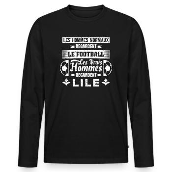 LILE - T-shirt manches longues Premium bio Homme - noir - Devant - Nico (187cm)
