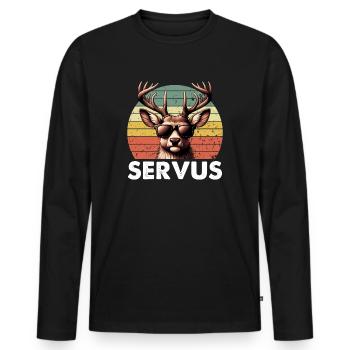 Servus Vintage Sunset - Volksfest - Männer Premium Bio Langarmshirt - Schwarz - Vorne - Nico (187cm)