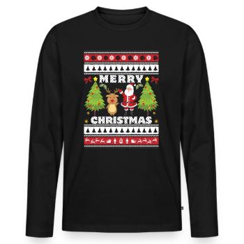 Joyeux Noël Joyeux Noël - T-shirt manches longues Premium bio Homme - noir - Devant - Nico (187cm)