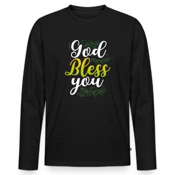 Christian Gift God Bless You Christianity Gift - Men's Premium Organic Long Sleeve Shirt - black - Front - Nico (187cm)