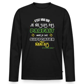 Nantes football Parfait supporter Nantais Humour - T-shirt manches longues Premium bio Homme - noir - Devant - Nico (187cm)