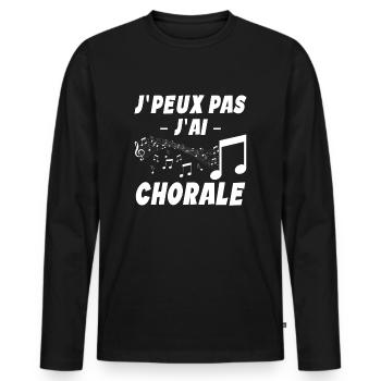 Je Peux Pas J'ai Chorale - T-shirt manches longues Premium bio Homme - noir - Devant - Nico (187cm)