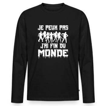 Je Peux Pas J'ai Fin Du Monde - T-shirt manches longues Premium bio Homme - noir - Devant - Nico (187cm)