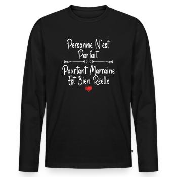 Marraine - T-shirt manches longues Premium bio Homme - noir - Devant - Nico (187cm)