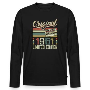 Jahrgang 1961 Retro Geburtstagsgeschenk 1961 - Männer Premium Bio Langarmshirt - Schwarz - Vorne - Nico (187cm)