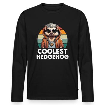 Coolest Hedgehog - Men's Premium Organic Long Sleeve Shirt - black - Front - Nico (187cm)
