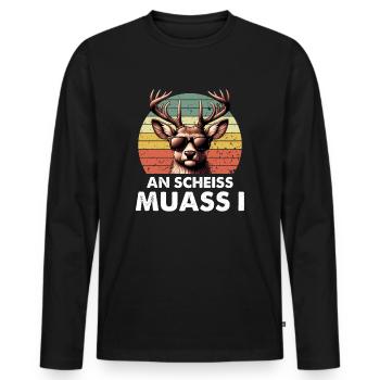 Ein Scheiss Muss Ich - Volksfest - Männer Premium Bio Langarmshirt - Schwarz - Vorne - Nico (187cm)