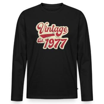 Vintage Est 1977 - T-shirt manches longues Premium bio Homme - noir - Devant - Nico (187cm)