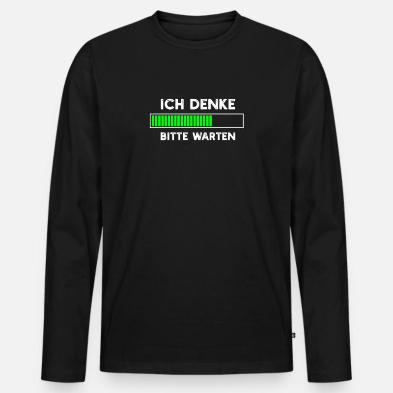 Ich denke Bitte warten - Männer Premium Bio Langarmshirt - Schwarz
