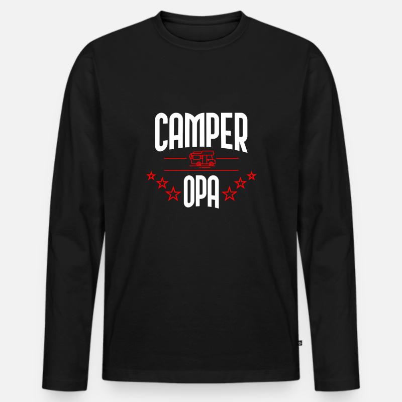 Camper Opa - Männer Premium Bio Langarmshirt - Schwarz