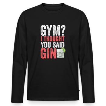Gym Gin Fitness - Männer Premium Bio Langarmshirt - Schwarz - Vorne - Nico (187cm)