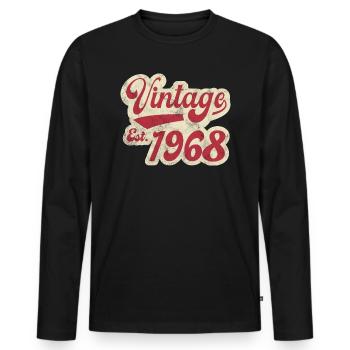 Vintage Est 1968 - Men's Premium Organic Long Sleeve Shirt - black - Front - Nico (187cm)