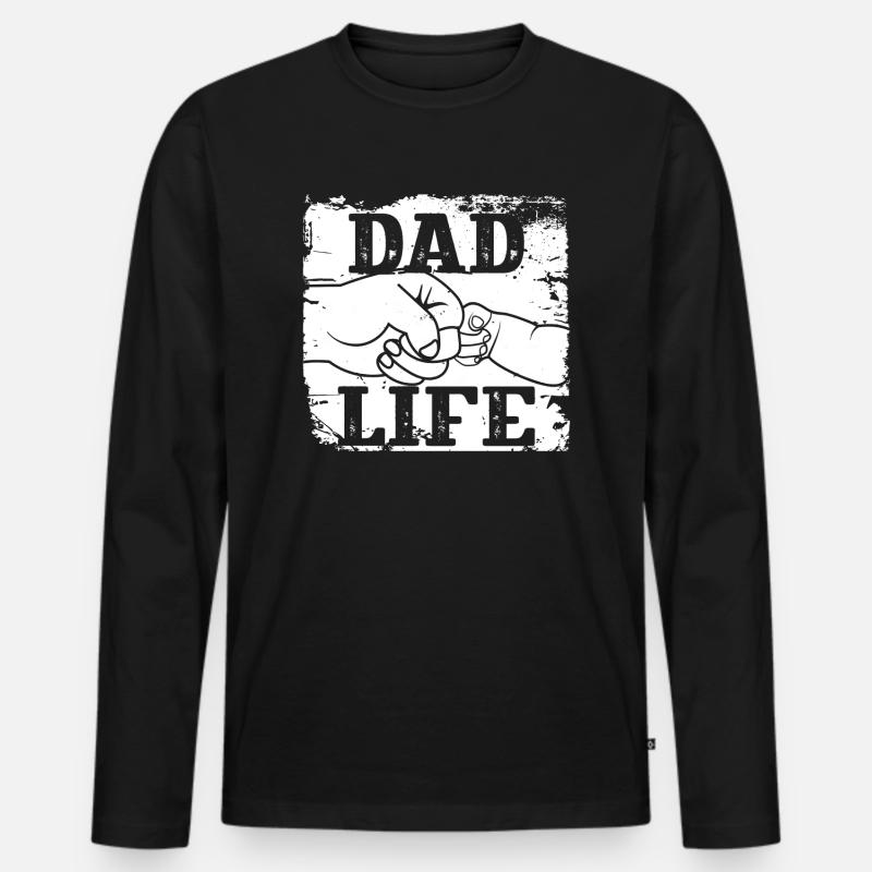 Papa Leben - Männer Premium Bio Langarmshirt - Schwarz