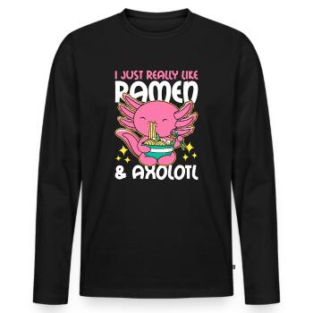 I Really Just love Ramen & Axolotl - Men's Premium Organic Long Sleeve Shirt - black - Front - Nico (187cm)