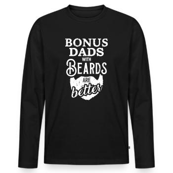 Bonus dads with beards are better - Men's Premium Organic Long Sleeve Shirt - black - Front - Nico (187cm)