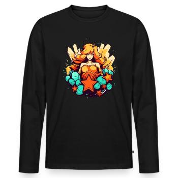 La belle vierge des fleurs et des étoiles - T-shirt manches longues Premium bio Homme - noir - Devant - Nico (187cm)