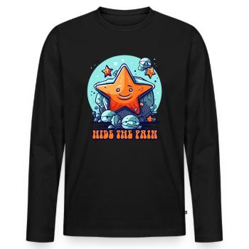 Versteck den Schmerz, kleine Seestern Seeigel - Männer Premium Bio Langarmshirt - Schwarz - Vorne - Nico (187cm)