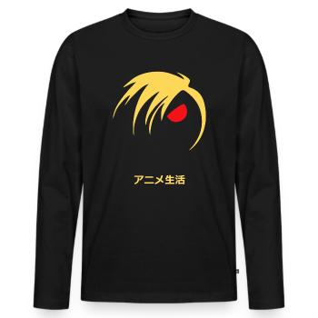 Anime Life: Manga-Style Anime Leben - Männer Premium Bio Langarmshirt - Schwarz - Vorne - Nico (187cm)