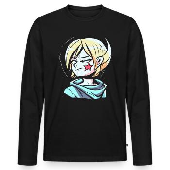 Met by Anime: Manga Anime Girl - Men's Premium Organic Long Sleeve Shirt - black - Front - Nico (187cm)