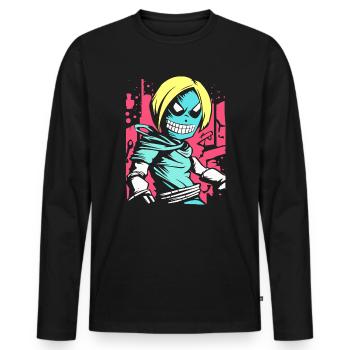 I Live and Die for Anime - Men's Premium Organic Long Sleeve Shirt - black - Front - Nico (187cm)