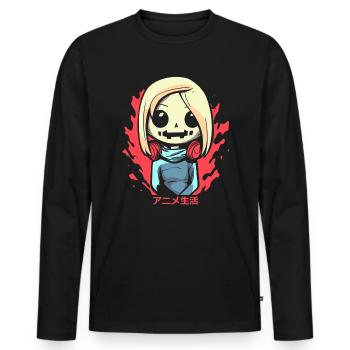 Anime Life: Anime Leben - Männer Premium Bio Langarmshirt - Schwarz - Vorne - Nico (187cm)
