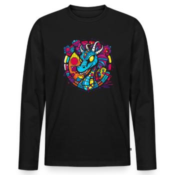 Liebe Kerzen und ein niedlicher Drache - Männer Premium Bio Langarmshirt - Schwarz - Vorne - Nico (187cm)