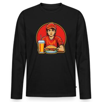 Der Fast-Food-Junge: Zeit für Burger - Männer Premium Bio Langarmshirt - Schwarz - Vorne - Nico (187cm)