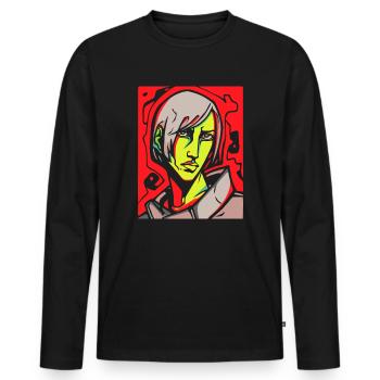 Un mec d’anime cool et beau - T-shirt manches longues Premium bio Homme - noir - Devant - Nico (187cm)