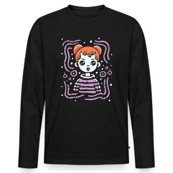 Modern Art Lines and a Cartoon Girl - Men's Premium Organic Long Sleeve Shirt - black - Front - Nico (187cm)