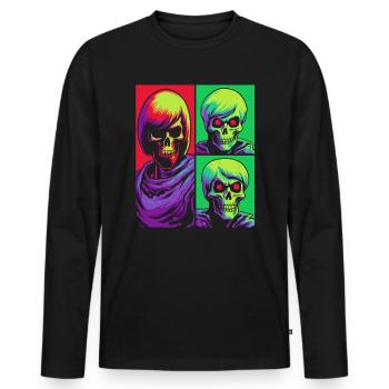 Aventure de crâne d’amis zombies de dessins animés - T-shirt manches longues Premium bio Homme - noir - Devant - Nico (187cm)