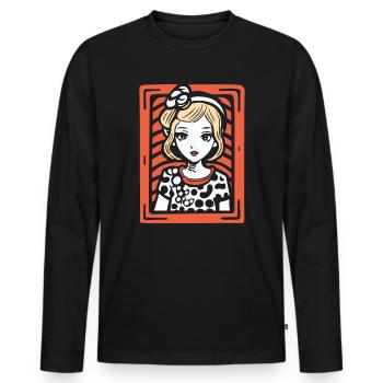 Das bezaubernde Anime-Punkt-Kleid-Mädchen - Männer Premium Bio Langarmshirt - Schwarz - Vorne - Nico (187cm)