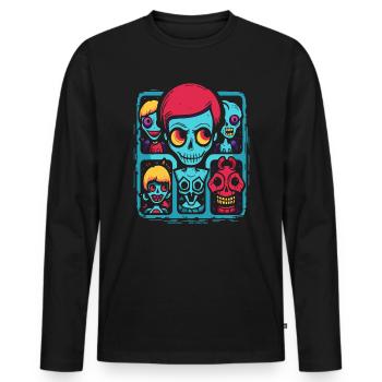 Das lustige Cartoon-Zimmer des Schreckens - Männer Premium Bio Langarmshirt - Schwarz - Vorne - Nico (187cm)