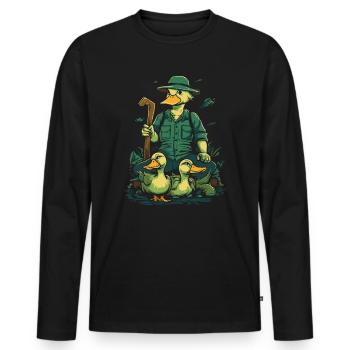 The Good Duck Shepherd of Ducks - Men's Premium Organic Long Sleeve Shirt - black - Front - Nico (187cm)