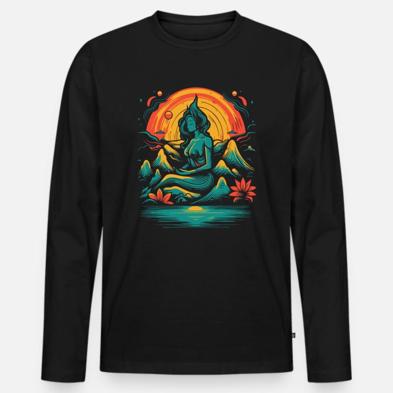 Beruhige dich und meditiere - Männer Premium Bio Langarmshirt - Schwarz