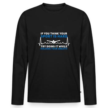 Swimming Apparel for Swim Team Heartbeat Swimmer - Men's Premium Organic Long Sleeve Shirt - black - Front - Nico (187cm)