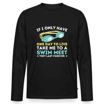Take Me To A Swim Meet - Schwimmen Schwimmer Wasser - Männer Premium Bio Langarmshirt - Schwarz - Vorne - Nico (187cm)