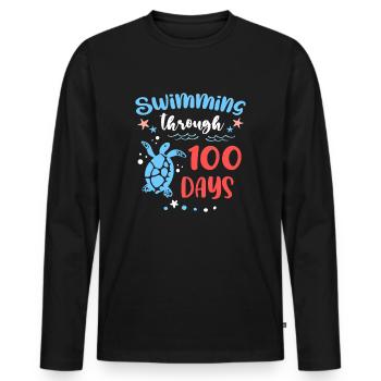 Turtle Sea Swimming Through 100 Days Of School - Men's Premium Organic Long Sleeve Shirt - black - Front - Nico (187cm)