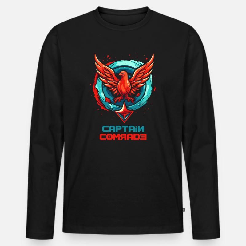 Captain Kamerad - Männer Premium Bio Langarmshirt - Schwarz