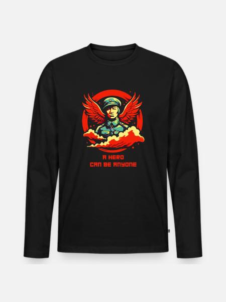 Jeder kann ein Held sein - Männer Premium Bio Langarmshirt - Schwarz