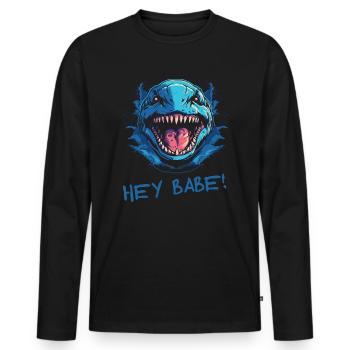 Wütende Lustige Schildkröte, Hey Babes! - Männer Premium Bio Langarmshirt - Schwarz - Vorne - Nico (187cm)